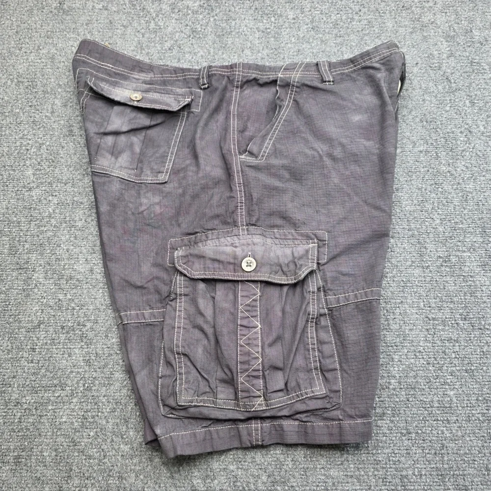Iron Co Men's 38 Over-Dyed Cargo Shorts Gray 100% Cotton Distressed Vintage Look
